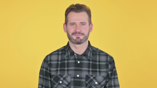 Retrato del atractivo hombre de mediana edad sonriendo ante la cámara — Vídeos de Stock