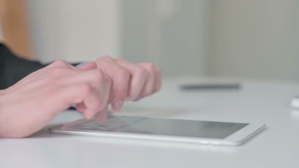 Close up of Typing on Digital Tablet with Both Hands — Video