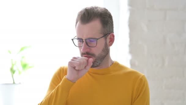 Portrait of Sick Man Coughing — Stock Video
