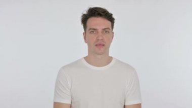 Öpücük genç adam tarafından beyaz arka plan üzerinde uçan. 