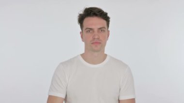 Genç Adam Beyaz Arkaplanda Fırsat Arıyor