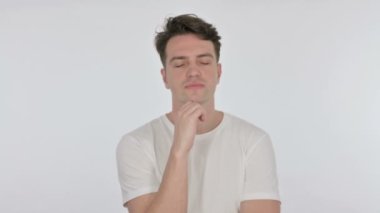 Beyaz Arkaplanda Uyuyan Genç Adam