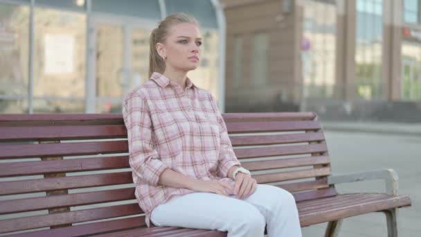 Outdoor Man Checking Time While Waiting Bench — Stockvideo