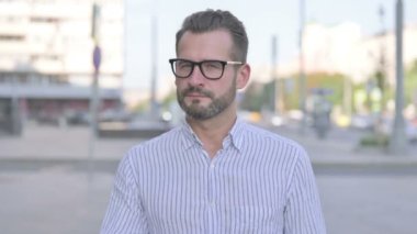 Rejecting Adult Man in Denial Standing Outdoor