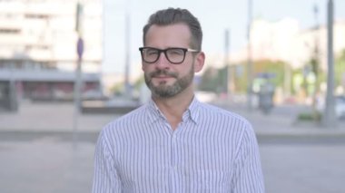 Rejecting Adult Man in Denial Standing Outdoor