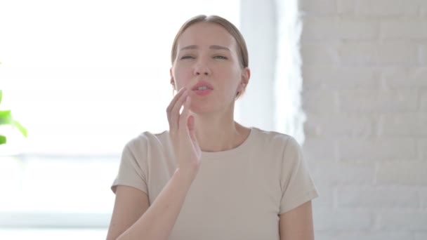 Sick Young Woman Having Toothache Infection — Stockvideo