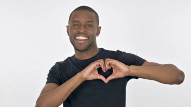 Beyaz Arkaplanda Afrikalı Adam 'ın El Yapımı Kalbi