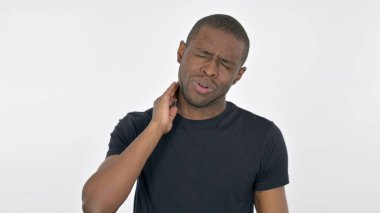 Beyaz Arkaplanda Boyun Ağrısı Olan Afrikalı Adam