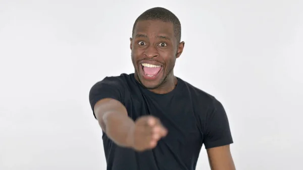 Angry African Man Abusing White Background — 스톡 사진
