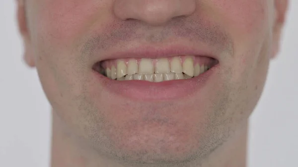 Close Smiling Mouth Man — Stock Photo, Image