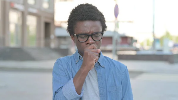 Man Coughing While Standing Outdoor — Fotografia de Stock