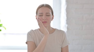 Sick Young Woman having Toothache, Infection