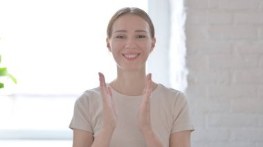 Happy Young Woman Clapping, Applauding
