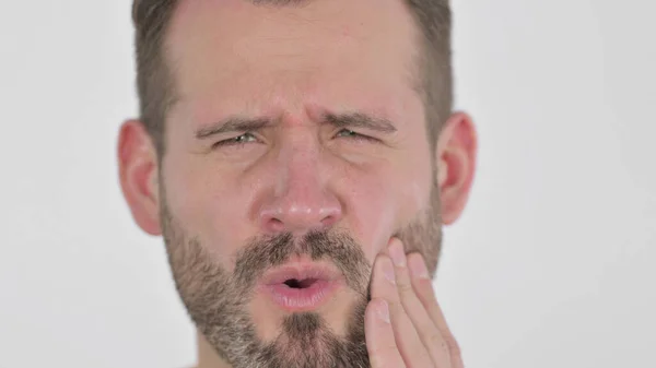 Diş Ağrısı Olan Yetişkin Adamın Yüzü Nün Kapanışı — Stok fotoğraf