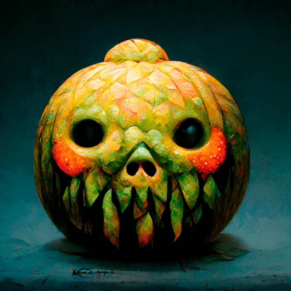 Scary zombie Halloween pumpkin head. High quality illustration