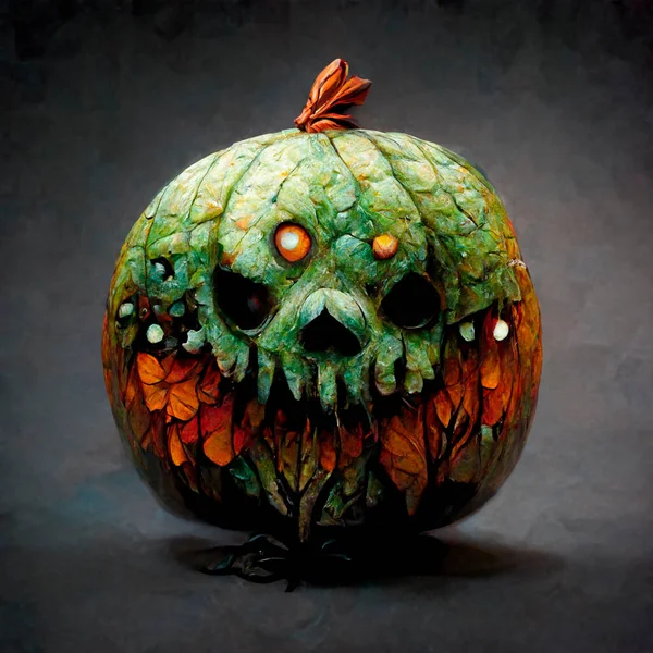 Scary zombie Halloween pumpkin head. High quality illustration