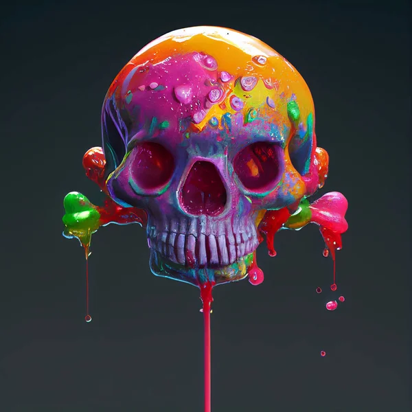 Candy skull in Halloween style on dark background. High quality illustration