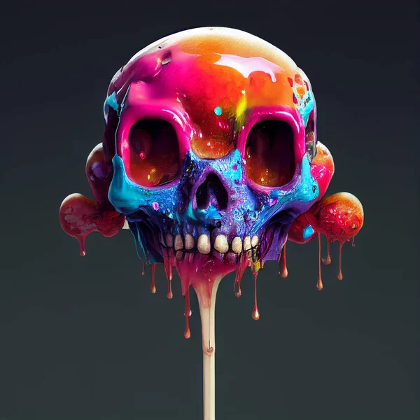 Candy skull in Halloween style on dark background. High quality illustration