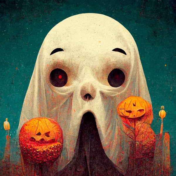 Halloween celebration, ghost spirit character . High quality illustration