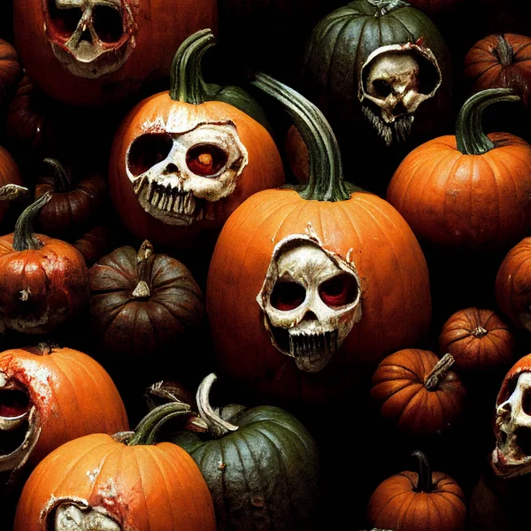 Scary zombie Halloween pumpkins pattern . High quality illustration