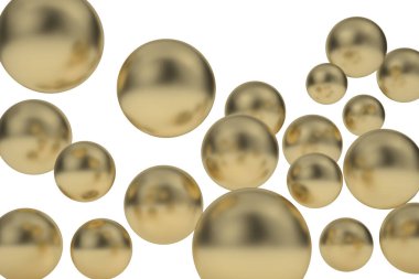 Beyaz arka planda izole edilmiş altın top. 3B illüstrasyon.