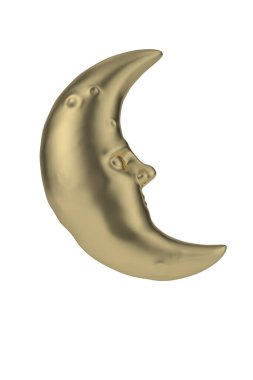 Uyuyan Ay beyaz arka planda izole edilmiş. 3d illüstrasyon