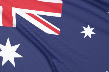 Avustralya ulusal bayrağı kapanıyor. 3 boyutlu görüntüleme. 3B illüstrasyon.