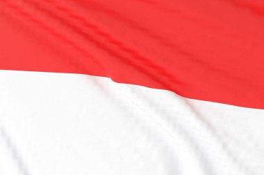 Endonezya ulusal bayrağı kapanıyor. 3 boyutlu görüntüleme. 3B illüstrasyon.