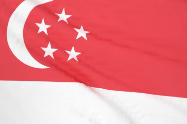 Singapur ulusal bayrağı kapanıyor. 3 boyutlu görüntüleme. 3B illüstrasyon.