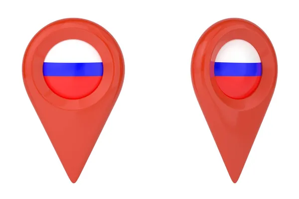 Rusland Nationale Vlag Kaart Punt Geïsoleerd Witte Achtergrond Weergave Illustratie — Stockfoto