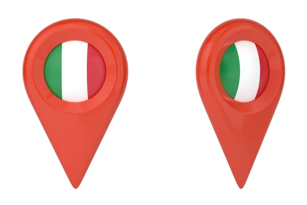 Flaga Narodowa Włoch Punkt Mapy Odizolowane Białym Tle Renderowanie Ilustracja — Zdjęcie stockowe
