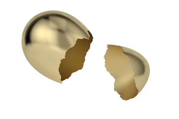 Χρυσό Πασχαλινό Αυγό Πολυτελείας Ανοιχτό Απομονωμένο Λευκό Φόντο Απόδοση Απεικόνιση — Φωτογραφία Αρχείου