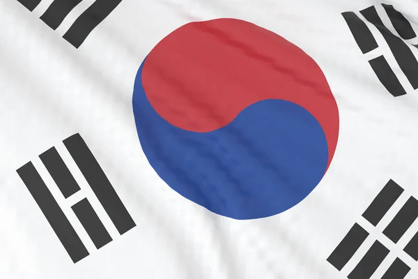 Jižní Korea Národní Vlajka Zblízka Vykreslování Ilustrace — Stock fotografie