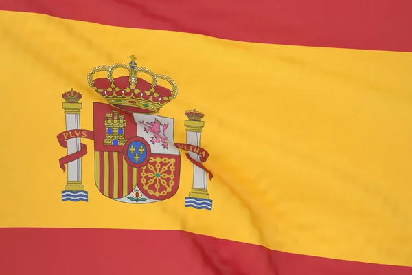 Hiszpańska Flaga Narodowa Blisko Renderowanie Ilustracja — Zdjęcie stockowe