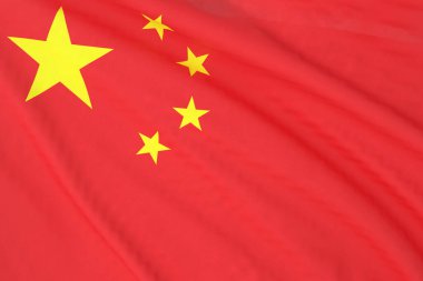 Çin ulusal bayrağı kapanıyor. 3 boyutlu görüntüleme. 3B illüstrasyon.