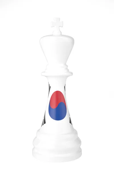 Coreia Sul Pintura Bandeira Sobre Rei Xadrez Xadrez Isolado Fundo — Fotografia de Stock