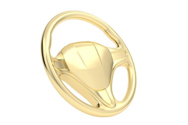 Beyaz arka planda izole edilmiş altın direksiyon, 3 boyutlu. 3B illüstrasyon.