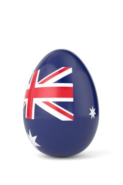 Yumurtanın üzerinde Avustralya bayrağı. 3 boyutlu görüntüleme. 3B illüstrasyon.