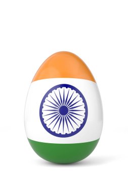 Yumurta üzerinde Hindistan bayrağı. 3 boyutlu görüntüleme. 3B illüstrasyon.