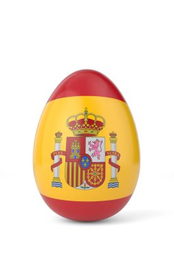 Yumurta üzerinde İspanya bayrağı. 3 boyutlu görüntüleme. 3B illüstrasyon.