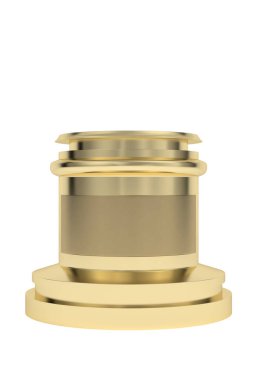 Yüksek kaliteli altın platform üzerinde beyaz background.3d illüstrasyon izole.