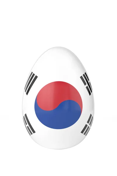 Yumurtanın Üstünde Güney Kore Bayrağı Boyutlu Görüntüleme Illüstrasyon — Stok fotoğraf