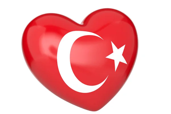 Turkey National Flag Heart Rendering Illustration — Stock fotografie