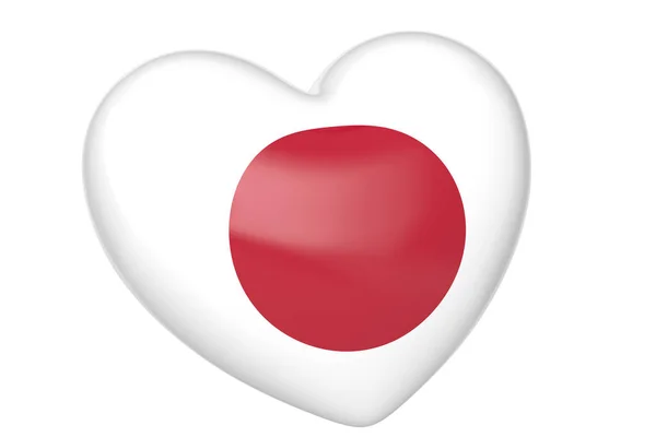 Japan National Flag Heart Rendering Illustration — стоковое фото