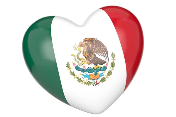 Meksika Ulusal Bayrağı Kalpte Boyutlu Görüntüleme Illüstrasyon — Stok fotoğraf