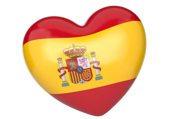 Spain National Flag Heart Rendering Illustration — Stock Photo, Image