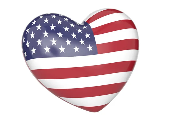 United States National Flag Heart Rendering Illustration — Stock Photo, Image