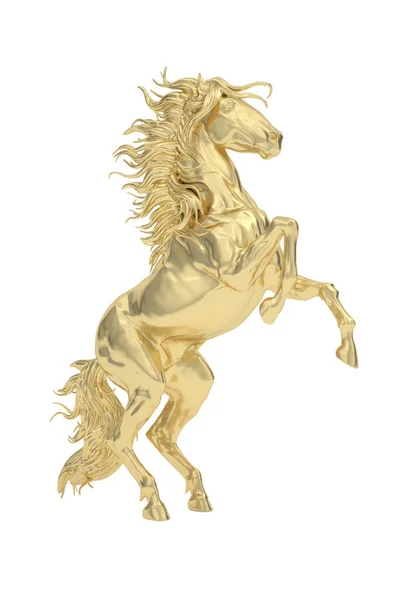 Gold Horse Isolated White Background Rendering Illustration — 스톡 사진