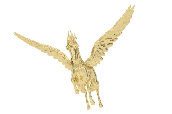 Gouden Pegasus Geïsoleerd Witte Achtergrond Weergave Illustratie — Stockfoto