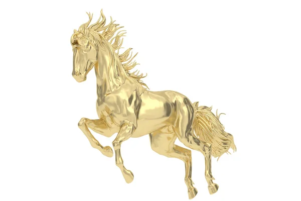Gold Horse Isolated White Background Rendering Illustration — 스톡 사진